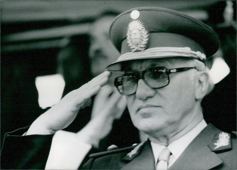 Brigadier-General Julio Fernández Torres, Joint Chief of Staff of the Argentinian Armed Forces, attends a ceremony in London. - Vintage Photograph