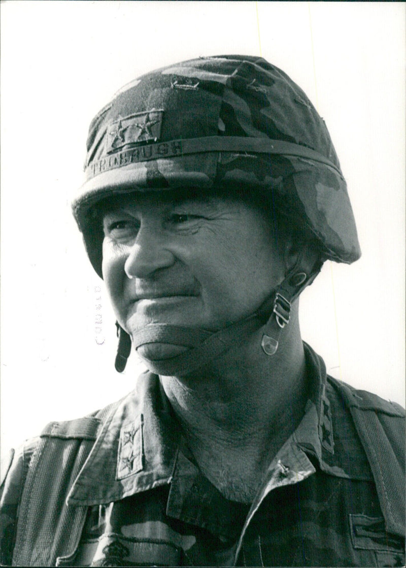 Maj. Gen. Edward L. Trobaugh, Commanding General of the 82nd Airborne Division, poses for a photograph taken by Michael Blackman of Camera Press London in 1984. - Vintage Photograph