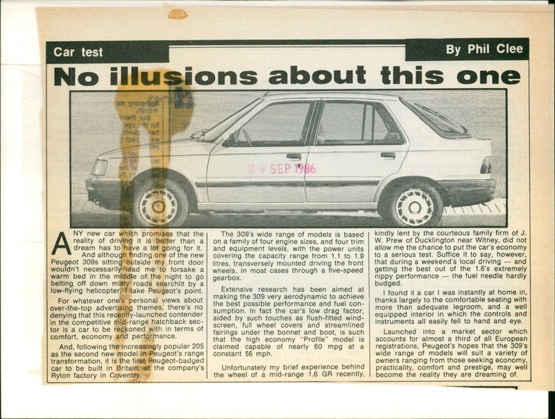 PEUGEOT 309 SR - Vintage Photograph