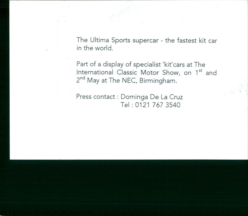 Ultima Sports supercar - Vintage Photograph