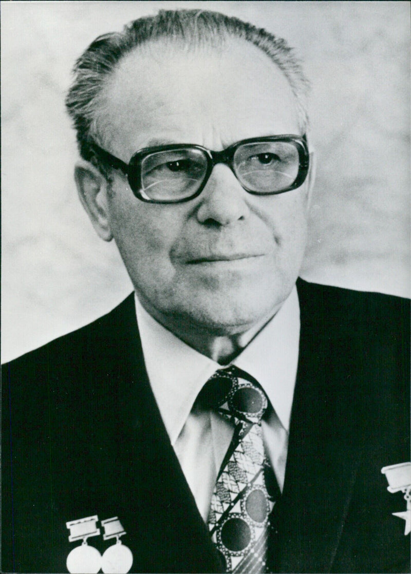 Soviet petroleum geologist Andrei A. Trofimuk, one of the founders of the Siberian branch of the Soviet Academy of Sciences, is seen in a 1988 photo.  Photo Credit: Camera Press. - Vintage Photograph