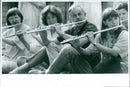 Local flutists Jean Why and Anna Dobie at a music course in Queens. - Vintage Photograph