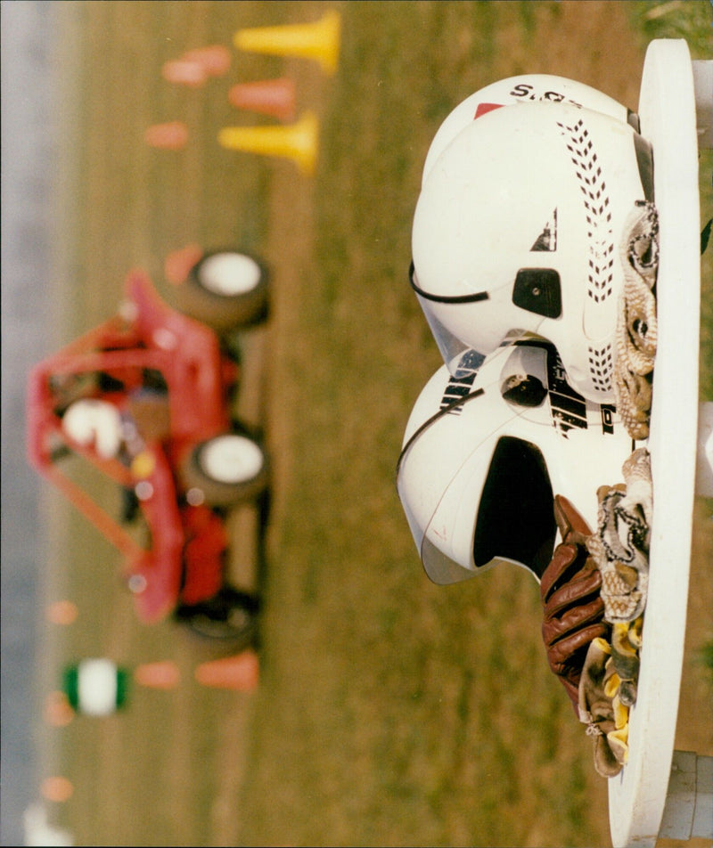 A couple and a buggy in a rural landscape. - Vintage Photograph
