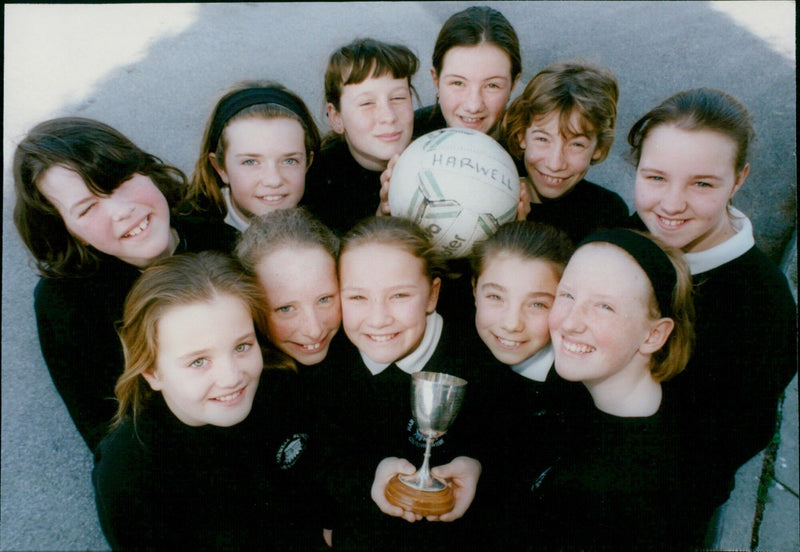 Members of the Harwell Primary School Netball Team pose for a photo. - Vintage Photograph