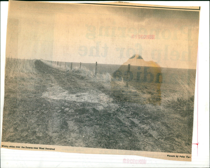 Wintry skies over the Downs near West Hendred. - Vintage Photograph