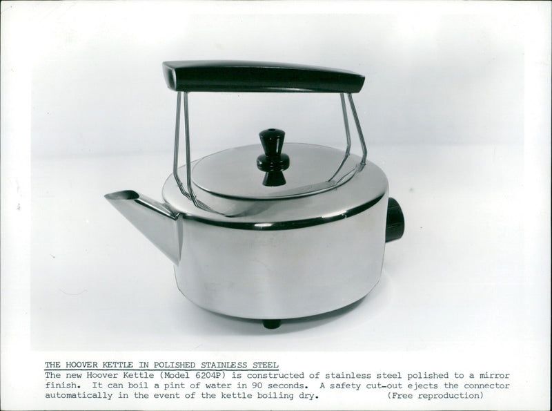 The new Hoover Kettle (Model 6204P) is constructed of stainless steel polished to a mirror finish. - Vintage Photograph