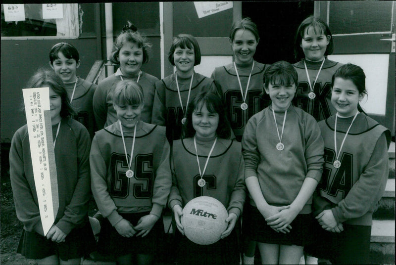 The Barley Hill School Thame Netball Team pose for a photograph. - Vintage Photograph