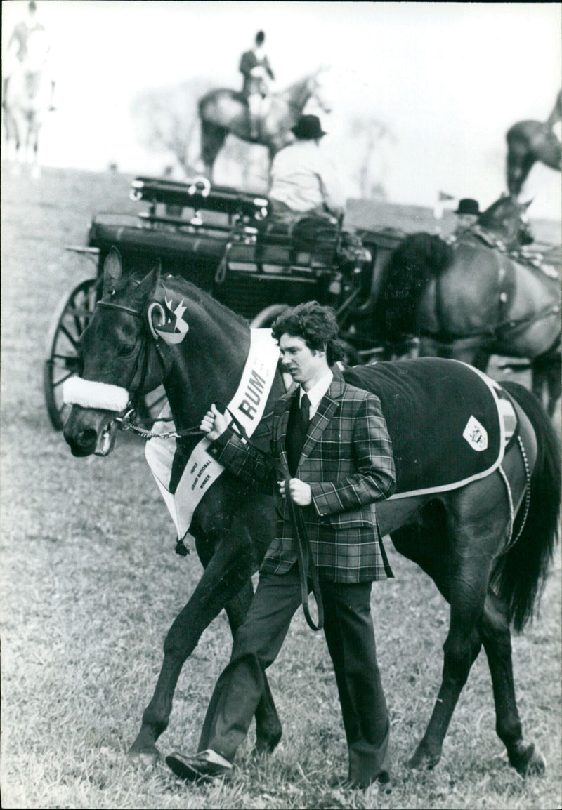 Triple Grand National winner Red Rum leads a parade of past winners at Heythrop Hunts point-to-point. - Vintage Photograph