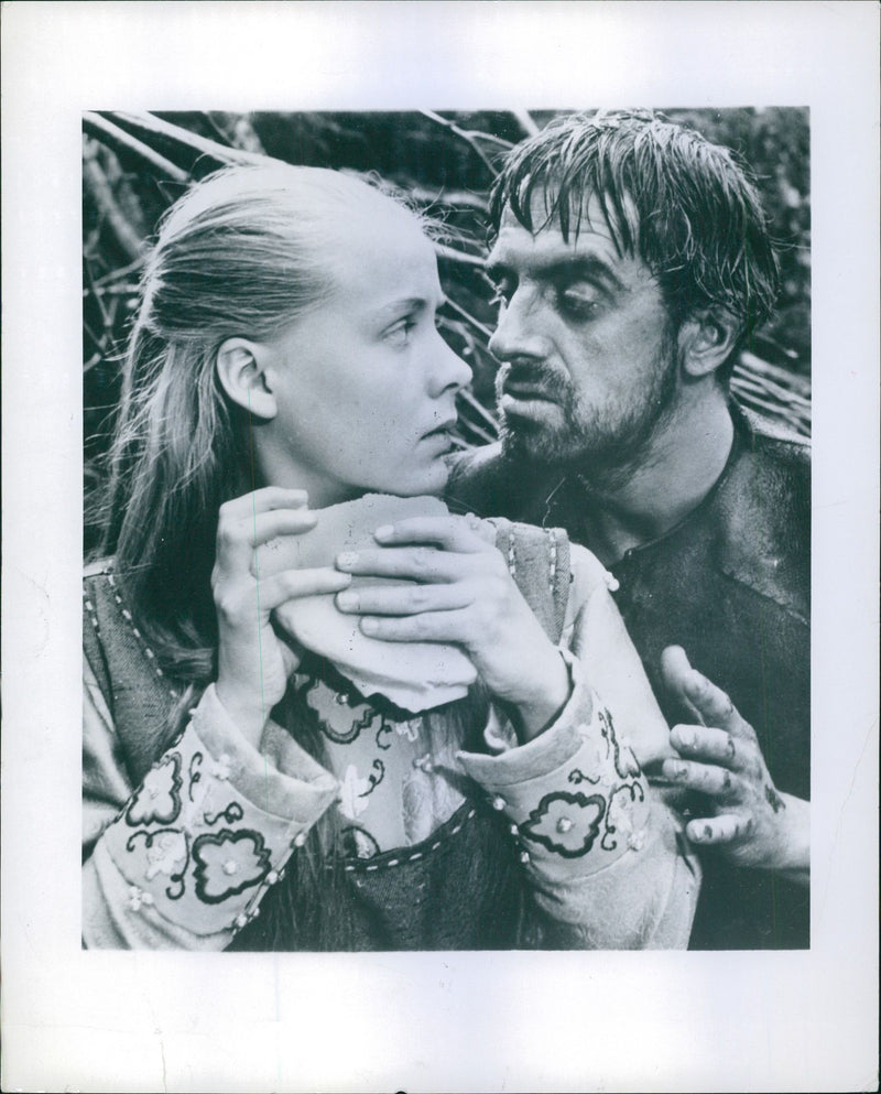Birgitta Pettersson and Tor Isedal in the film The Virgin Spring, 1960. - Vintage Photograph