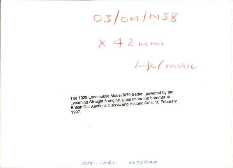 1928 Locomobile Model 8/70 Sedan - Vintage Photograph