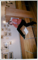 Resident poet Jane Draycott rowing on the River Thames. - Vintage Photograph