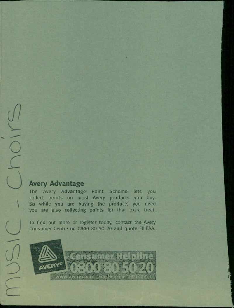 Choirs students make music and collect points with the Avery Advantage Scheme. - Vintage Photograph