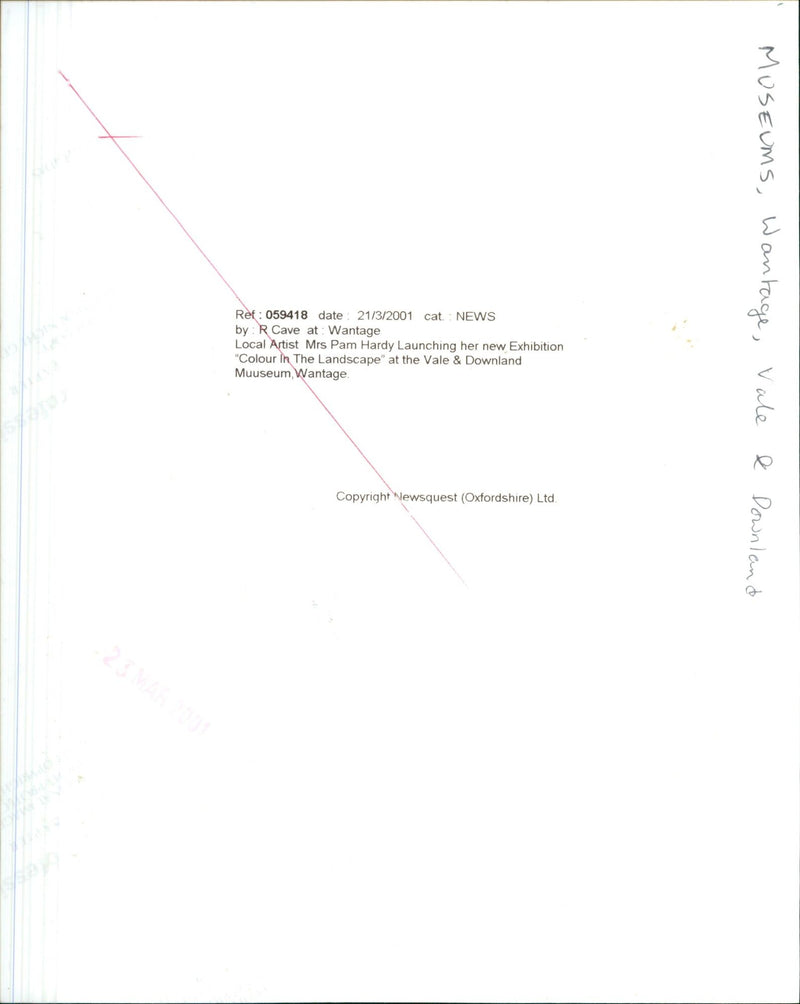 Local artist Mrs Pam Hardy launching her new exhibition "Colour in the Landscape" at the Vale & Downland Museum in Wantage. - Vintage Photograph