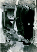 Musician Steven Player plays a lute while standing in a medieval village of Cogges at dawn. - Vintage Photograph