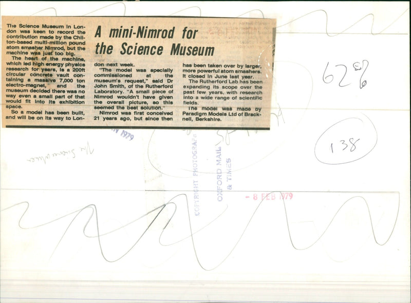 A model of the Chilton-based multi-million pound atom smasher Nimrod was commissioned by the Science Museum in London and is on its way to the museum next week. - Vintage Photograph