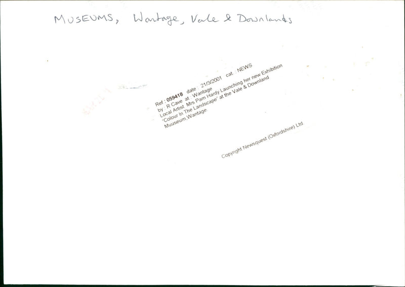 Mrs Pam Hardy launching her new exhibition "Colour In The Landscape" at the Vale & Downland Museum in Wantage. - Vintage Photograph