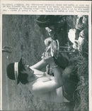 Dave Bailey of Grimsby Lincolnshire cooking beans on a spirit stove at the Isle of Wight Pop Music Festival. - Vintage Photograph