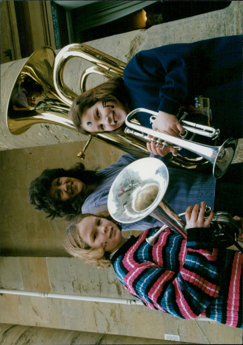 Sisters Emily and Vicky Townsend enjoy a music festival with their mother Sue Townsend. - Vintage Photograph