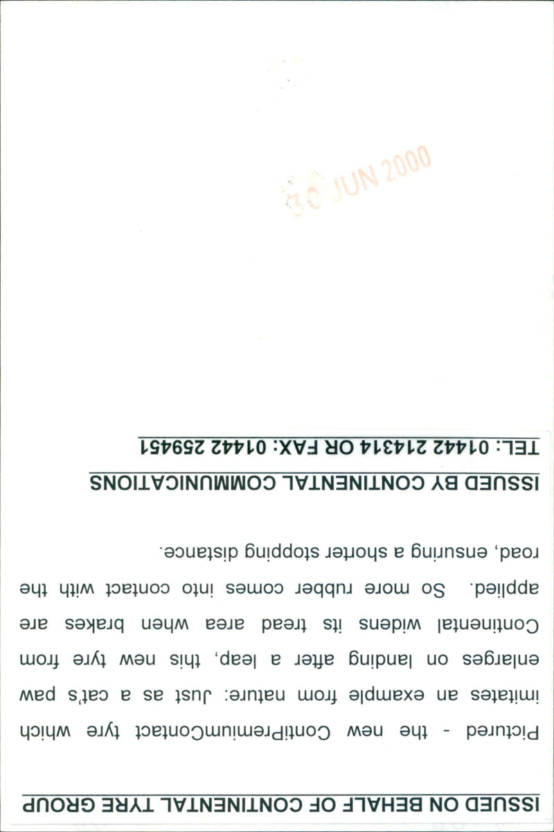 Continental Tyre Group launches the ContiPremiumContact tyre, which imitates an example from nature. - Vintage Photograph