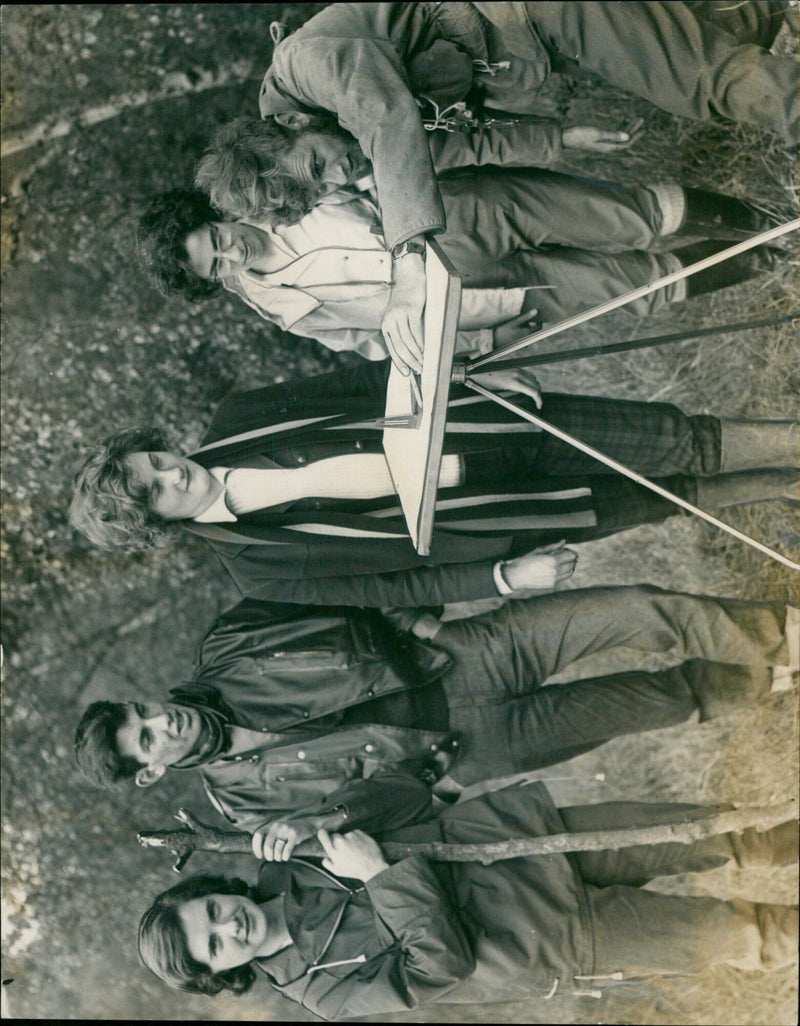 Young nature observers mapping Cothill Fen nature reserve near Abingdon, England. - Vintage Photograph