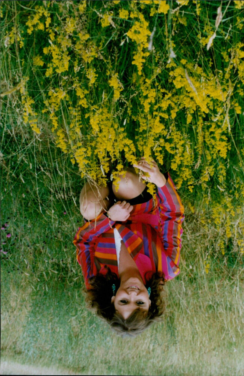 Conservationist Jessica Rea surveys Ladies Bedstraw at Wigwell's Wildlife Nature Reserve. - Vintage Photograph