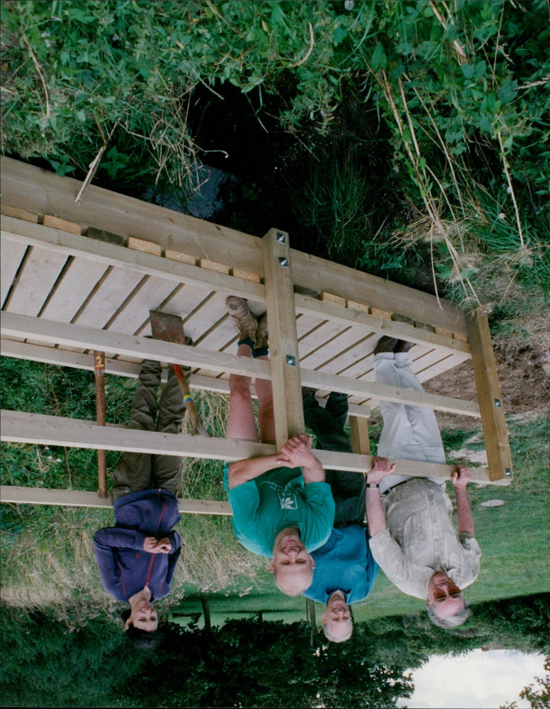 Volunteers build bridge at Mowbray Rd Nature Reserve. - Vintage Photograph