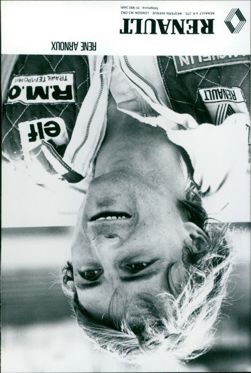 French racing driver René Arnoux driving the Renault RE30 at Silverstone Circuit. - Vintage Photograph