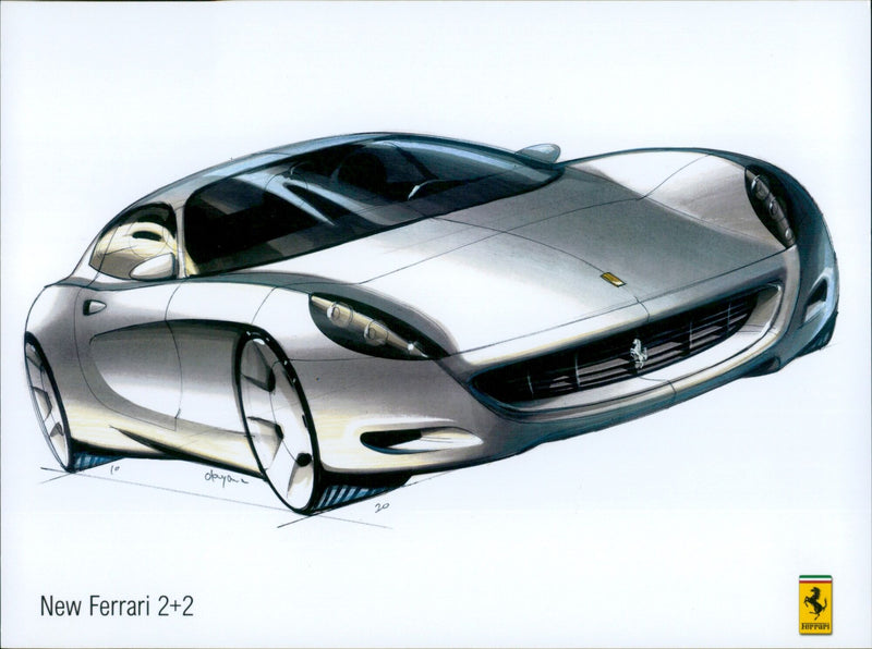 A Ferrari 2+2 car being unveiled at an event in Tokyo. - Vintage Photograph