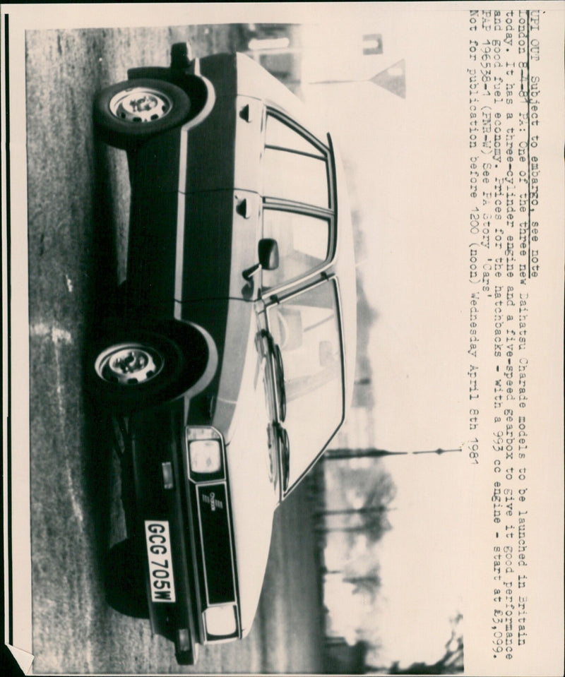 A Daihatsu Charade hatchback, one of three new models launched in Britain on April 8th, 1981. - Vintage Photograph