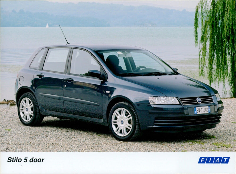 The Fiat Stilo 5-door car being tested on the road. - Vintage Photograph
