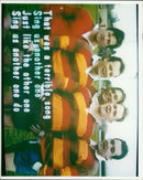 A group of people singing together at a music event. - Vintage Photograph