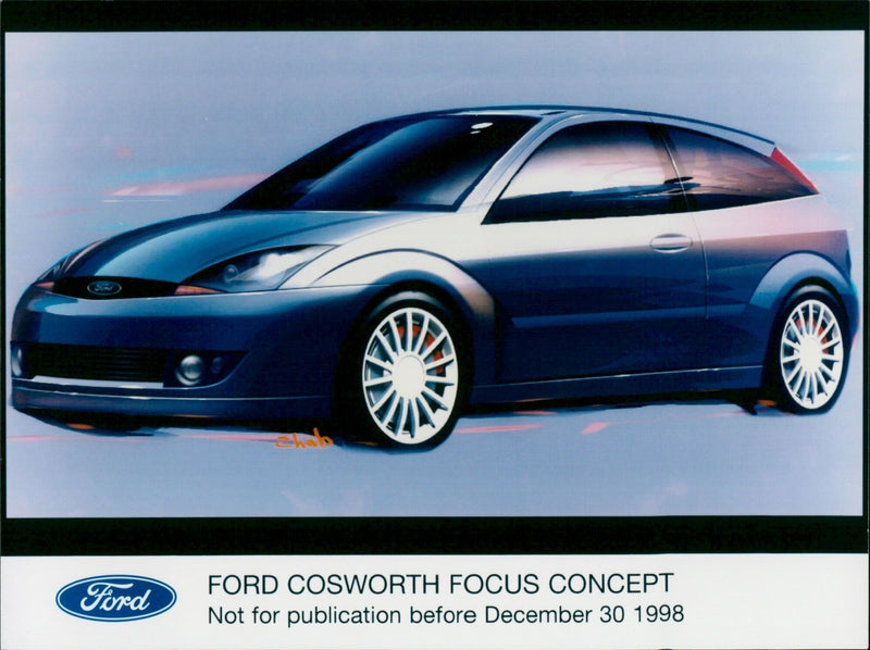 The Ford Focus Concept with a Cosworth engine at its debut. - Vintage Photograph