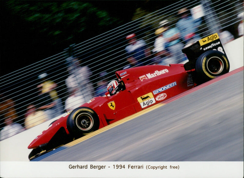 Ferrari driver Gerhard Berger races in the Australian Grand Prix. - Vintage Photograph