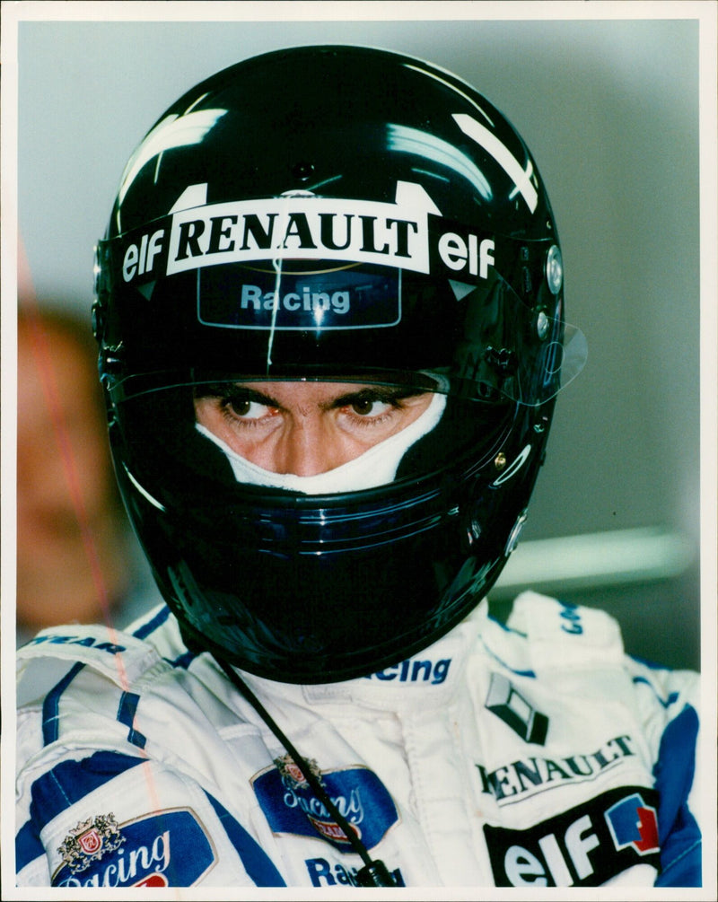 Damon Hill of Great Britain racing in his Renault Elf at the 1994 Grand Prix. - Vintage Photograph