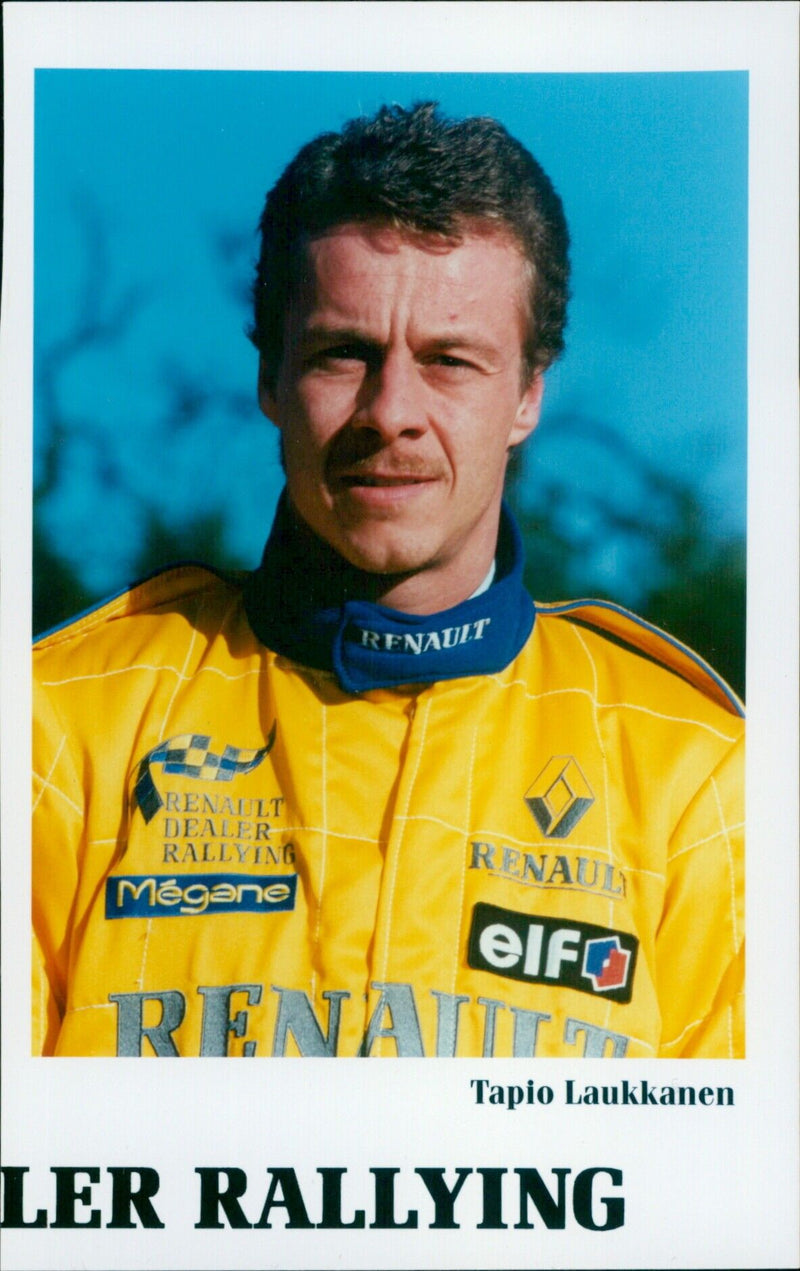 Tapio Laukkanen of the Renault Dealer Rallying team driving a Renault Mégane during the Ler Rallying race. - Vintage Photograph