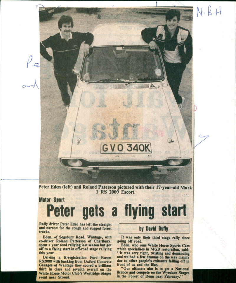 Rally driver Peter Eden gets a flying start in off-road stage rallying with co-driver Roland Patterson. - Vintage Photograph