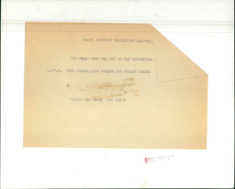 Three boys host a model aircraft exhibition at Marston. - Vintage Photograph