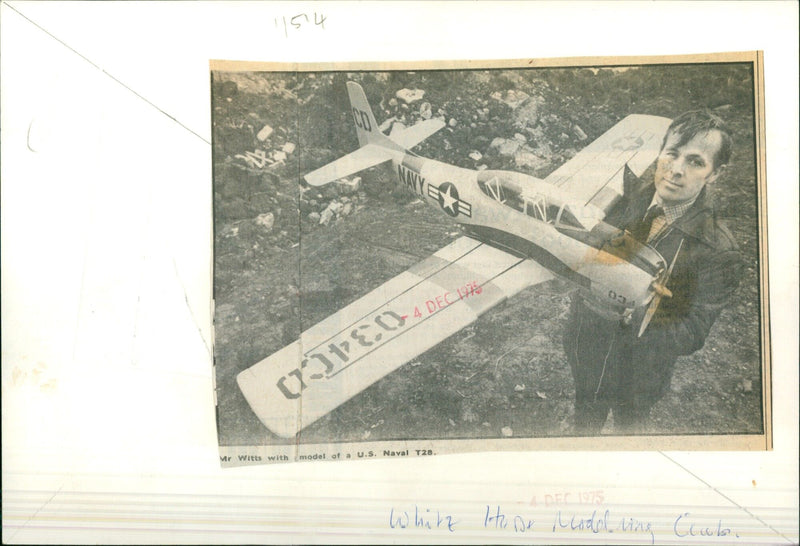Mr. Witts presenting a model of a U.S. Naval T28. - Vintage Photograph
