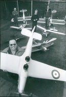 Modelbuilder Paul Haines with his model Miles Magister and fellow members Rod Govier, Nigel and Martin Spackman. - Vintage Photograph