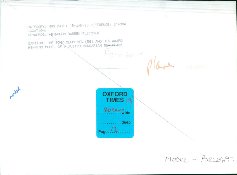 Tony Clements displays his award-winning model of a Austro-Hungarian sea plane. - Vintage Photograph