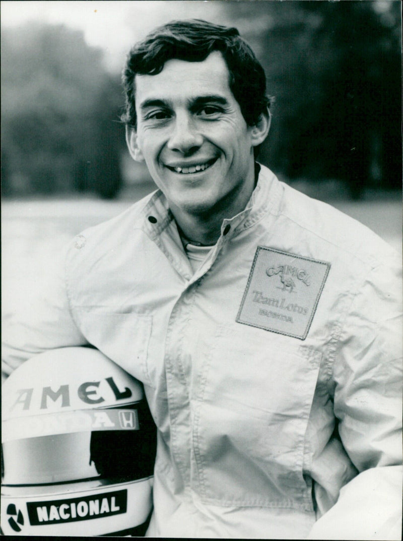 Ayrton Senna Ltd. of Team Lotus competes in the 1987 SkaNA Nacional Camel race. - Vintage Photograph