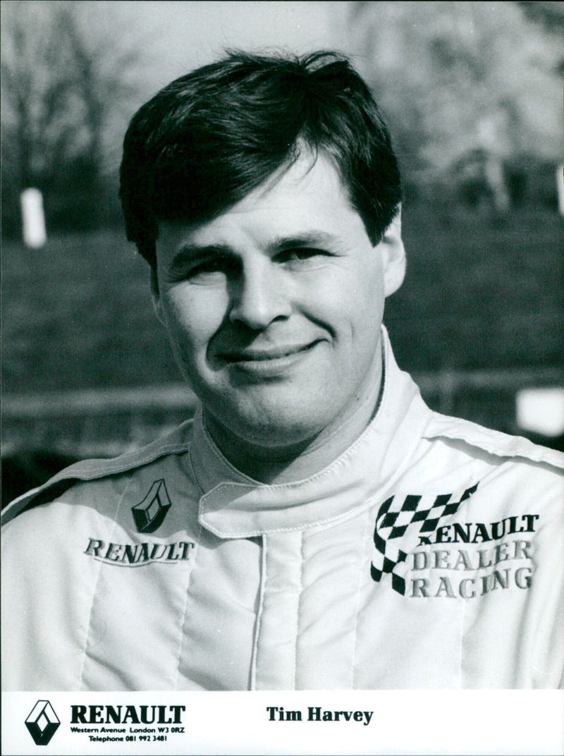 British racing driver Tim Harvey driving a Renault in London. - Vintage Photograph