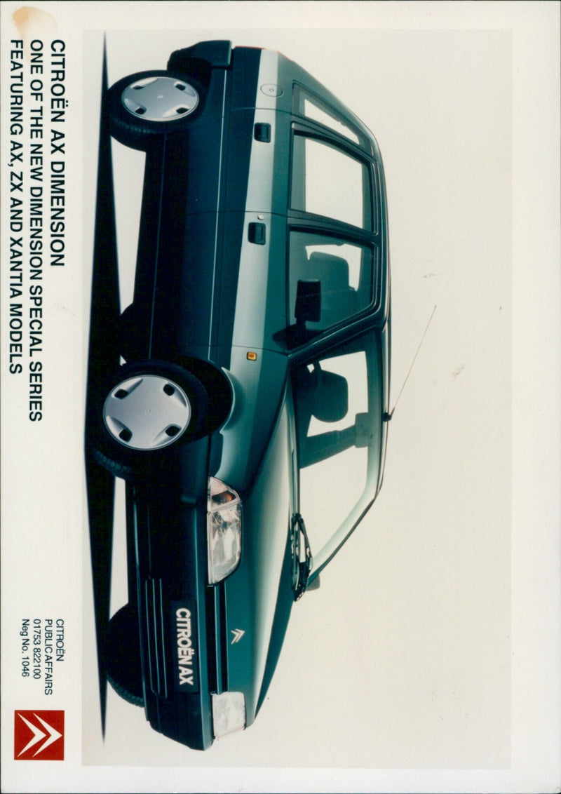 The new Citroën AX Dimension special series featuring AX, ZX and Xantia models. - Vintage Photograph