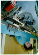 Margaret Evans poses with her model airplane. - Vintage Photograph