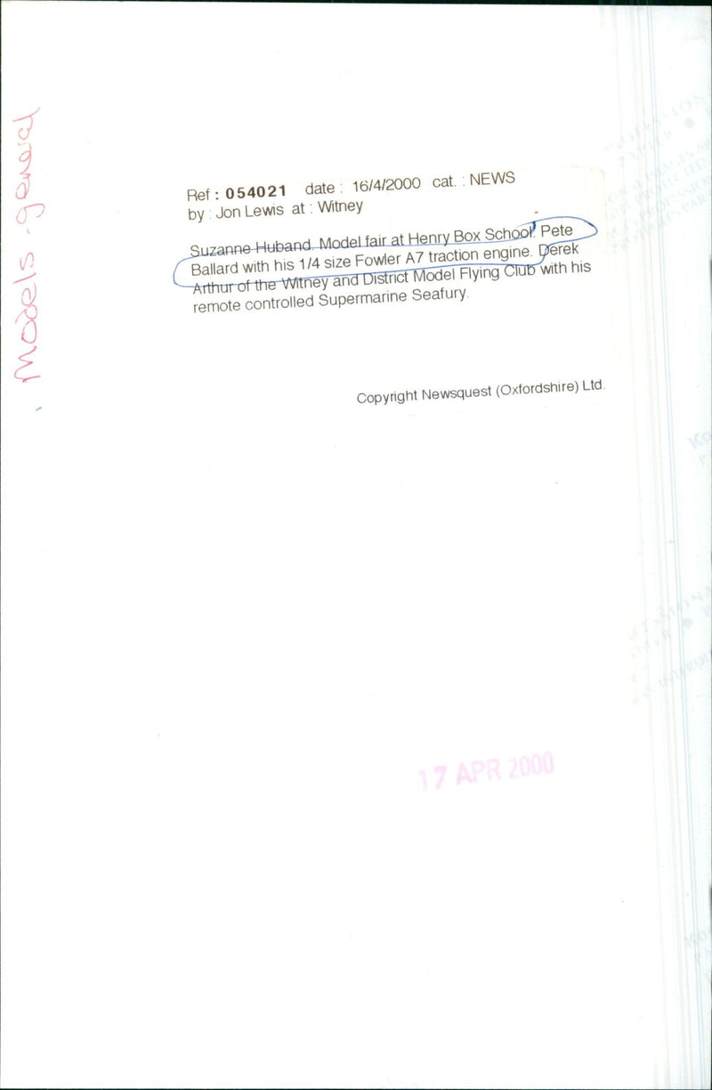 Model enthusiasts show off their projects at the Suzanne Huband Model Fair. - Vintage Photograph