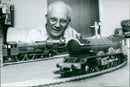Doug Eeles showcasing his model Great Western Engines. - Vintage Photograph