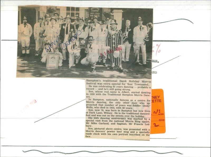 Albert Townsend celebrates 65 years of Morris dancing at Bampton's Bank Holiday festival. - Vintage Photograph