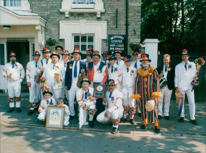 Albert Townsend celebrates 65 years of Morris dancing at Bampton's Bank Holiday festival. - Vintage Photograph