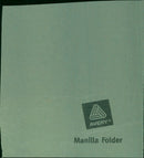 A model train set displayed in a closed AveryⓇ manilla folder. - Vintage Photograph