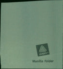 A man holds a model train set inside a closed Avery Ⓡ Manilla Folder. - Vintage Photograph